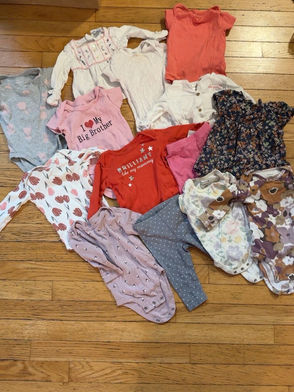 Baby Girl Clothes Lot 6 Months Carters Bodysuits Dress Leggings Floral 15 Pc